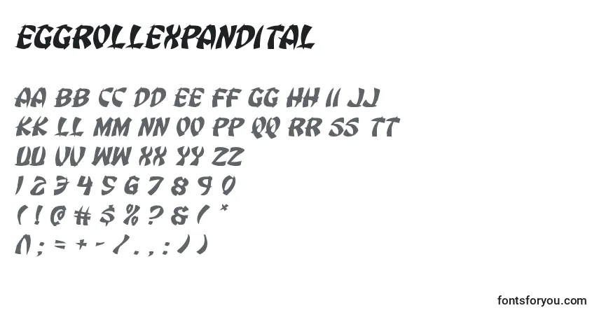 Schriftart Eggrollexpandital – Alphabet, Zahlen, spezielle Symbole