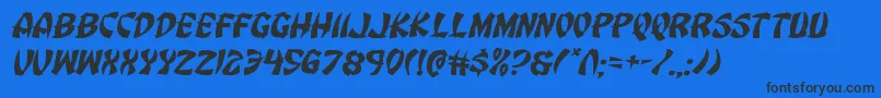 Шрифт Eggrollexpandital – чёрные шрифты на синем фоне