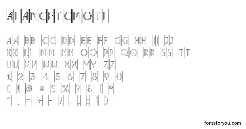 Schriftart ALancetcmotl – Alphabet, Zahlen, spezielle Symbole