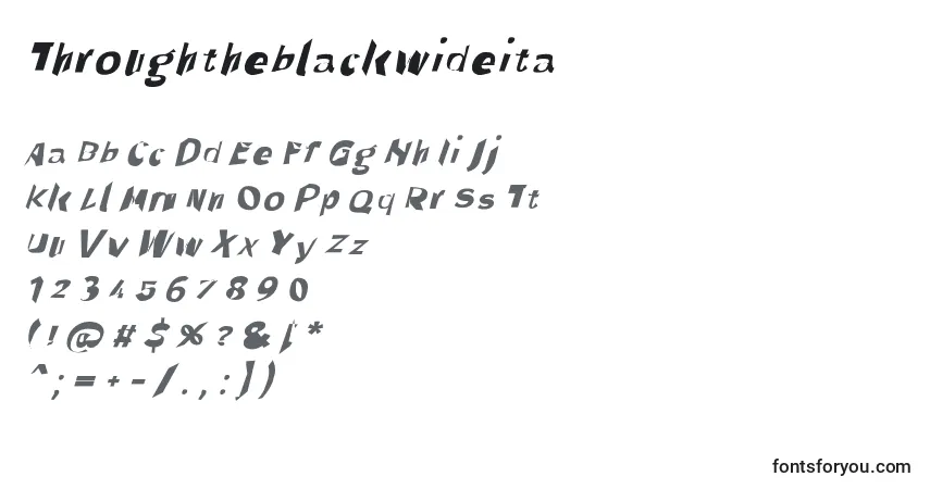 Шрифт Throughtheblackwideita – алфавит, цифры, специальные символы
