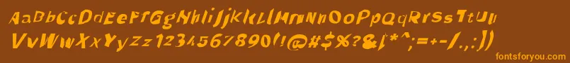 Throughtheblackwideita-Schriftart – Orangefarbene Schriften auf braunem Hintergrund