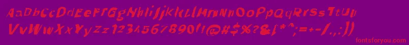 Czcionka Throughtheblackwideita – czerwone czcionki na fioletowym tle