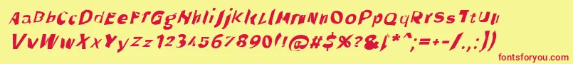 Throughtheblackwideita Font – Red Fonts on Yellow Background
