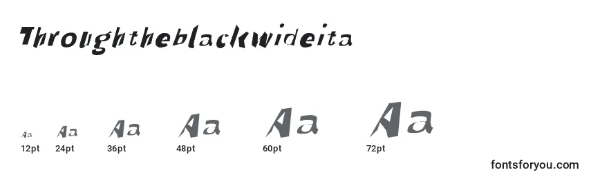 Размеры шрифта Throughtheblackwideita