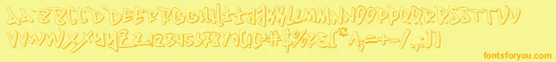 フォントFantom ffy – オレンジの文字が黄色の背景にあります。