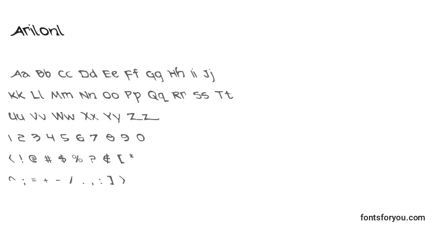 A fonte Arilonl – alfabeto, números, caracteres especiais