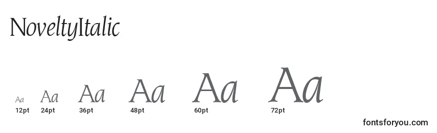NoveltyItalic Font Sizes
