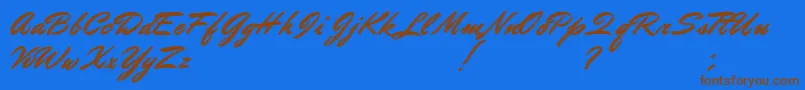DoctorRussel Font – Brown Fonts on Blue Background