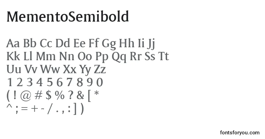 Czcionka MementoSemibold – alfabet, cyfry, specjalne znaki