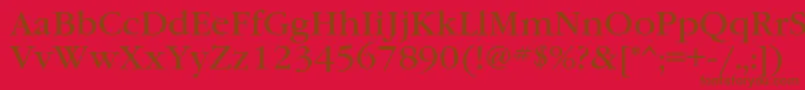Garamondbookc-Schriftart – Braune Schriften auf rotem Hintergrund