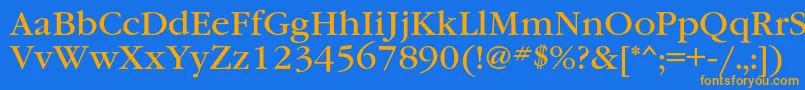 フォントGaramondbookc – オレンジ色の文字が青い背景にあります。