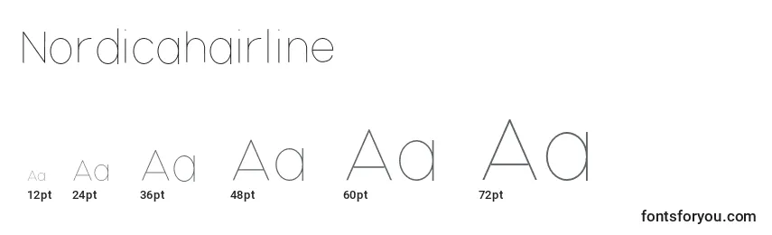 Размеры шрифта Nordicahairline
