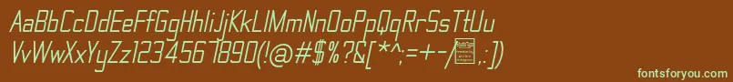 Шрифт ThematicItalicDemo – зелёные шрифты на коричневом фоне