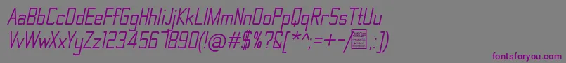 Шрифт ThematicItalicDemo – фиолетовые шрифты на сером фоне
