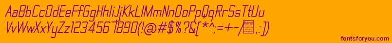 Шрифт ThematicItalicDemo – фиолетовые шрифты на оранжевом фоне