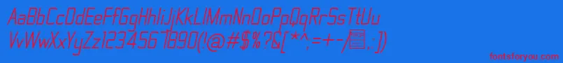 フォントThematicItalicDemo – 赤い文字の青い背景