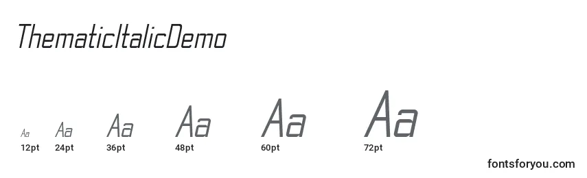 Размеры шрифта ThematicItalicDemo