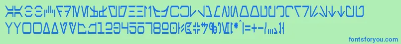 フォントAurebeshCondensed – 青い文字は緑の背景です。