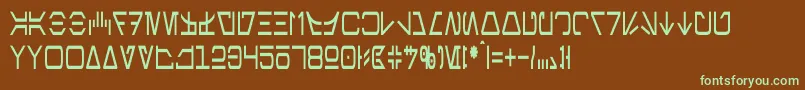 フォントAurebeshCondensed – 緑色の文字が茶色の背景にあります。