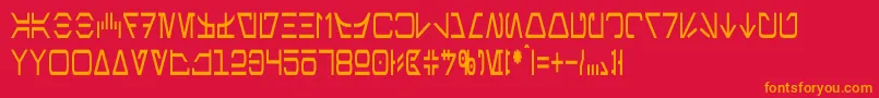 Czcionka AurebeshCondensed – pomarańczowe czcionki na czerwonym tle