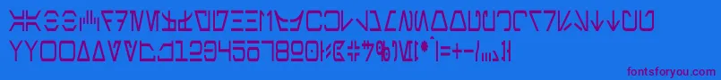 フォントAurebeshCondensed – 紫色のフォント、青い背景
