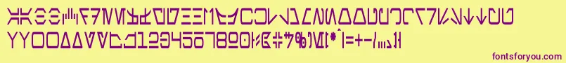 フォントAurebeshCondensed – 紫色のフォント、黄色の背景