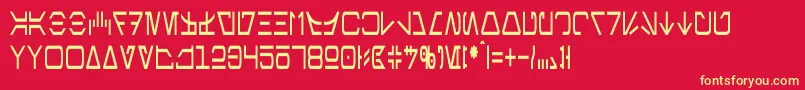 フォントAurebeshCondensed – 黄色の文字、赤い背景