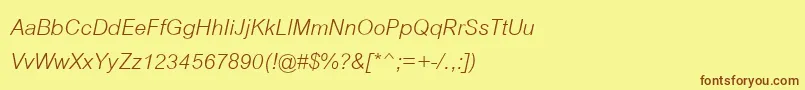 CordiaNewItalic-fontti – ruskeat fontit keltaisella taustalla