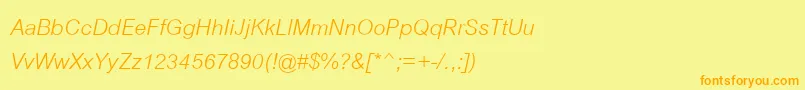 フォントCordiaNewItalic – オレンジの文字が黄色の背景にあります。