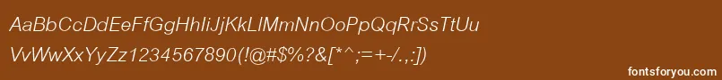CordiaNewItalic-fontti – valkoiset fontit ruskealla taustalla