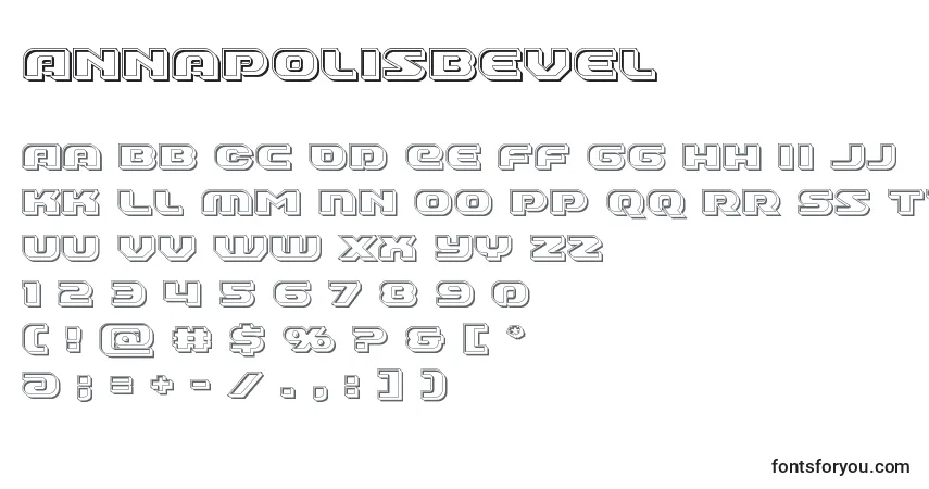 Schriftart Annapolisbevel – Alphabet, Zahlen, spezielle Symbole