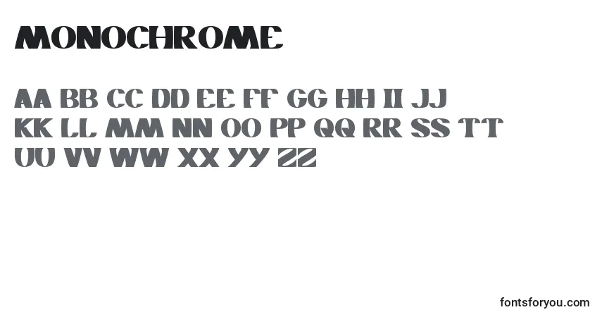 Czcionka Monochrome – alfabet, cyfry, specjalne znaki