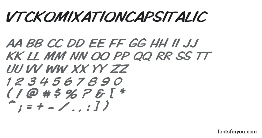 A fonte Vtckomixationcapsitalic – alfabeto, números, caracteres especiais