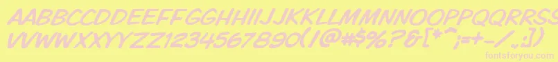 Vtckomixationcapsitalic-Schriftart – Rosa Schriften auf gelbem Hintergrund