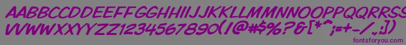フォントVtckomixationcapsitalic – 紫色のフォント、灰色の背景