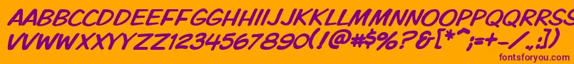 フォントVtckomixationcapsitalic – オレンジの背景に紫のフォント