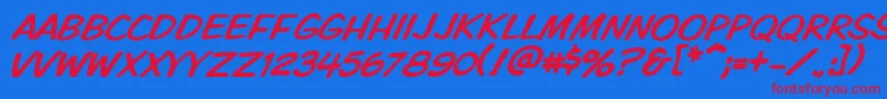 フォントVtckomixationcapsitalic – 赤い文字の青い背景
