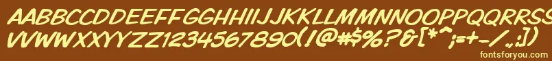 Vtckomixationcapsitalic-fontti – keltaiset fontit ruskealla taustalla