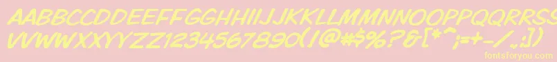 Vtckomixationcapsitalic Font – Yellow Fonts on Pink Background