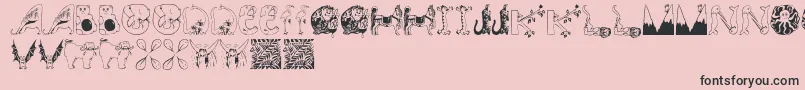 Animalinitials Font – Black Fonts on Pink Background