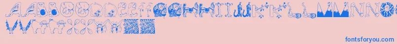 Animalinitials-Schriftart – Blaue Schriften auf rosa Hintergrund