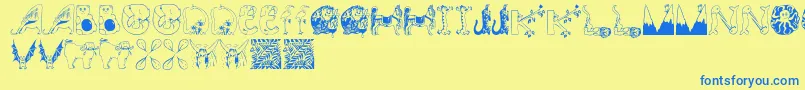 Animalinitials Font – Blue Fonts on Yellow Background