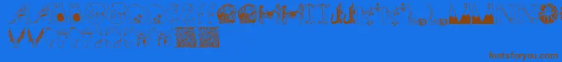 Animalinitials Font – Brown Fonts on Blue Background