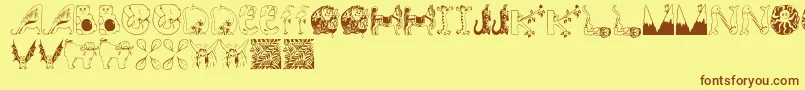 Animalinitials Font – Brown Fonts on Yellow Background