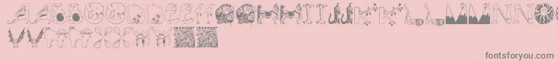 Animalinitials Font – Gray Fonts on Pink Background