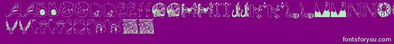 Animalinitials Font – Green Fonts on Purple Background