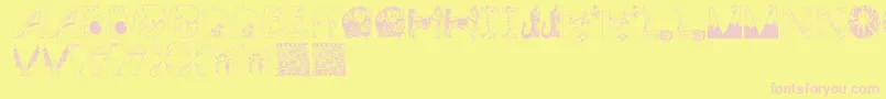 Animalinitials Font – Pink Fonts on Yellow Background