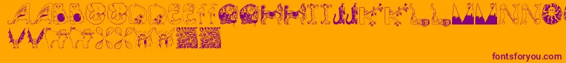 Animalinitials Font – Purple Fonts on Orange Background