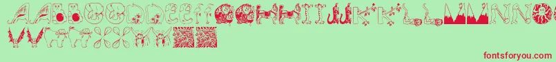 Animalinitials Font – Red Fonts on Green Background