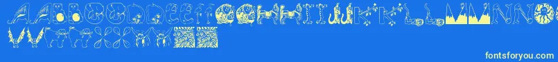 Animalinitials Font – Yellow Fonts on Blue Background